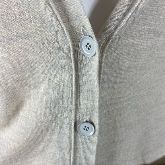 J. Crew Merino Wool Cream/Gray Women's Long Cardigan Sweater Medium M 65370 - Picture 6 of 13